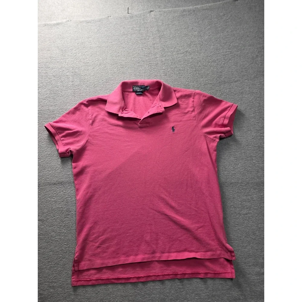 Polo Ralph Lauren Mens Custom Fit Pink Short Sleeve Cotton Mesh Polo Shirt‎ L